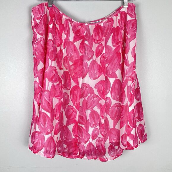 ⭐️ VTG Bob Mackie Studio Silk Skirt Pink A Line Sz 14 / L Artsy Career Classy - Picture 1 of 8